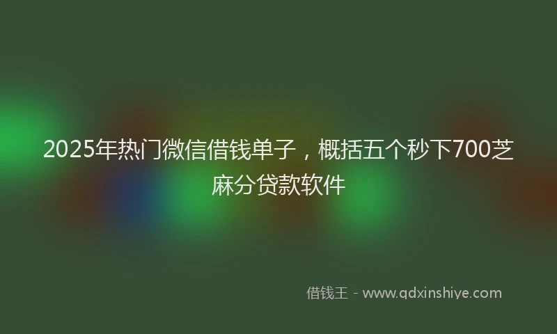 2025年热门微信借钱单子，概括五个秒下700芝麻分贷款软件
