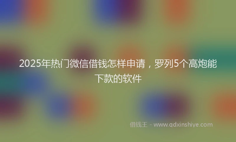 2025年热门微信借钱怎样申请，罗列5个高炮能下款的软件