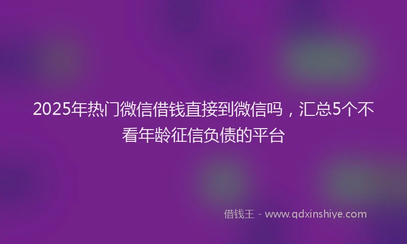 2025年热门微信借钱直接到微信吗,汇总5个不看年龄征信负债的平台