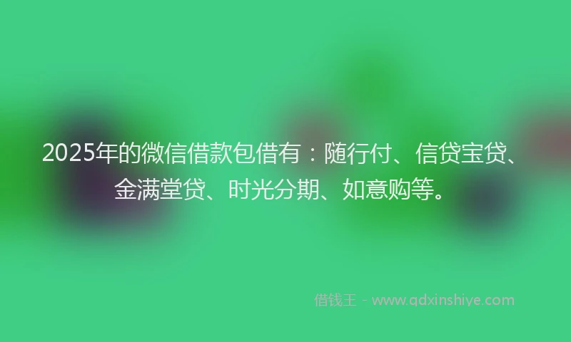 2025年的微信借款包借有：随行付、信贷宝贷、金满堂贷、时光分期、如意购等。