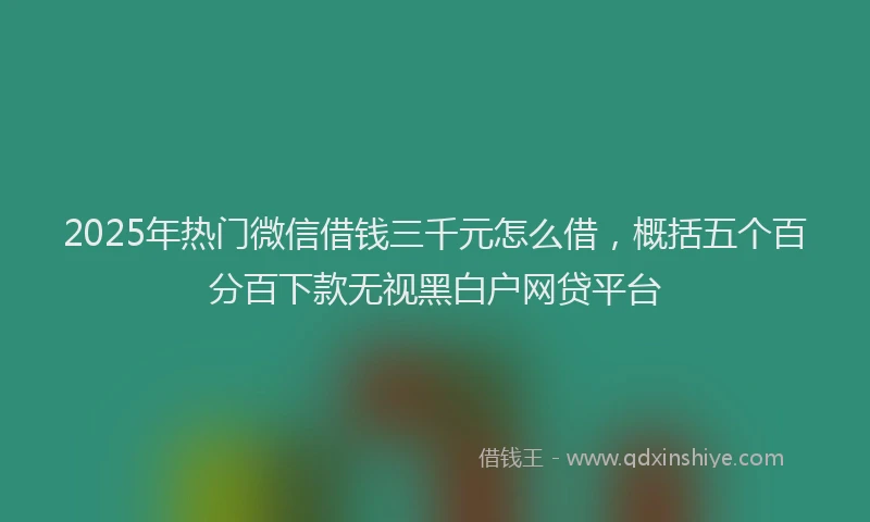 2025年热门微信借钱三千元怎么借，概括五个百分百下款无视黑白户网贷平台