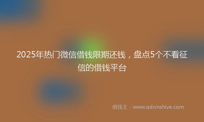 2025年热门微信借钱限期还钱，盘点5个不看征信的借钱平台