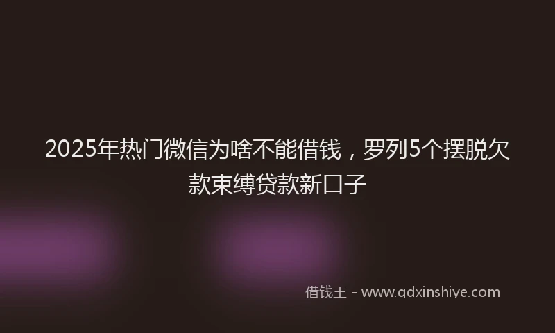 2025年热门微信为啥不能借钱，罗列5个摆脱欠款束缚贷款新口子
