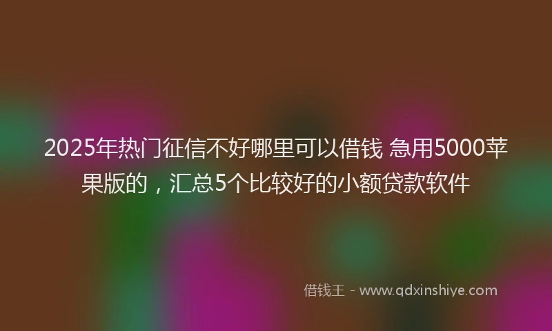 2025年热门征信不好哪里可以借钱 急用5000苹果版的，汇总5个比较好的小额贷款软件