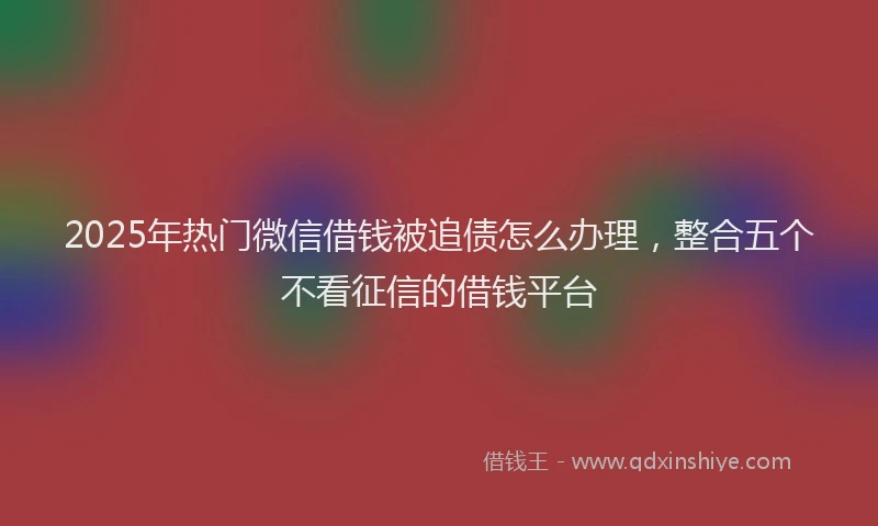 2025年热门微信借钱被追债怎么办理，整合五个不看征信的借钱平台