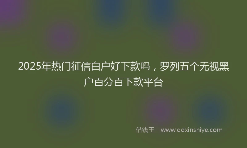 2025年热门征信白户好下款吗，罗列五个无视黑户百分百下款平台