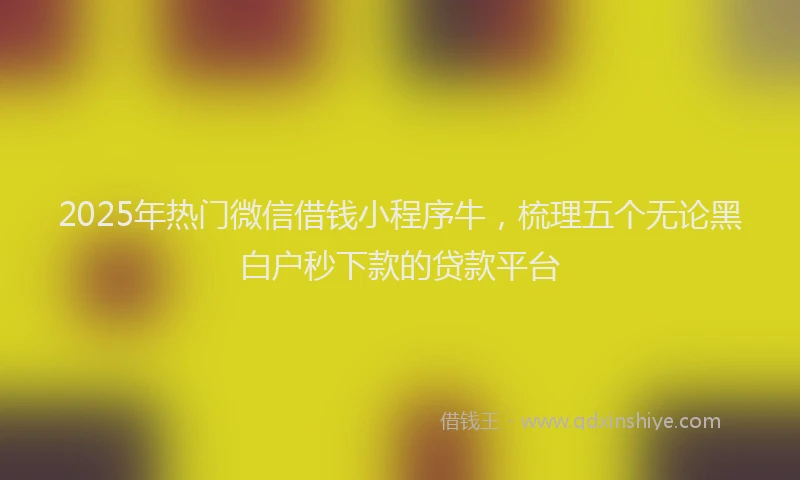 2025年热门微信借钱小程序牛，梳理五个无论黑白户秒下款的贷款平台