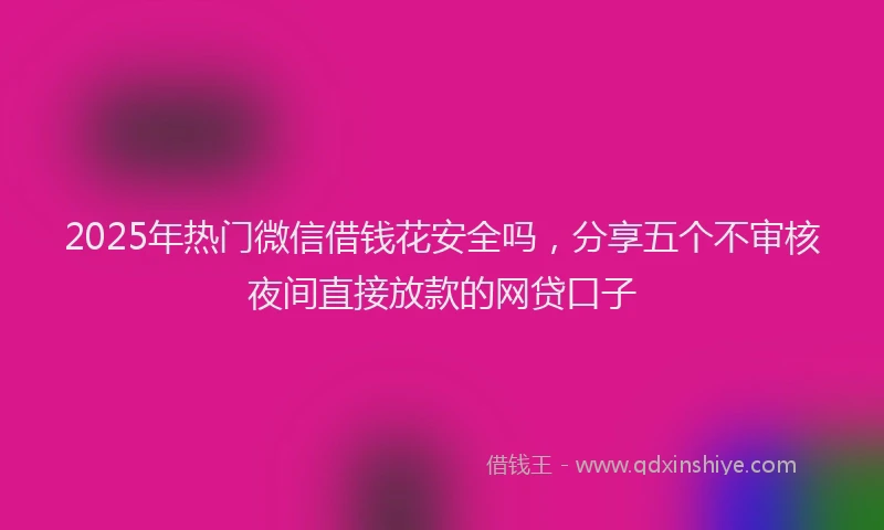 2025年热门微信借钱花安全吗，分享五个不审核夜间直接放款的网贷口子