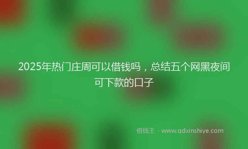 2025年热门庄周可以借钱吗，总结五个网黑夜间可下款的口子