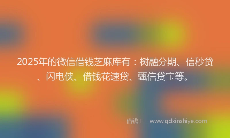 2025年的微信借钱芝麻库有：树融分期、信秒贷、闪电侠、借钱花速贷、甄信贷宝等。