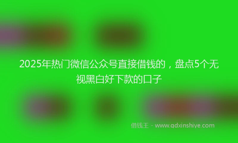 2025年热门微信公众号直接借钱的，盘点5个无视黑白好下款的口子