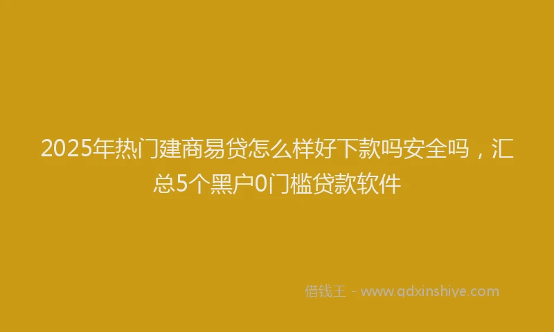 2025年热门建商易贷怎么样好下款吗安全吗，汇总5个黑户0门槛贷款软件