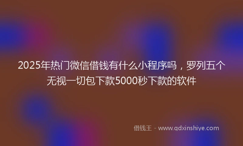 2025年热门微信借钱有什么小程序吗，罗列五个无视一切包下款5000秒下款的软件