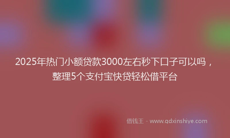 2025年热门小额贷款3000左右秒下口子可以吗，整理5个支付宝快贷轻松借平台
