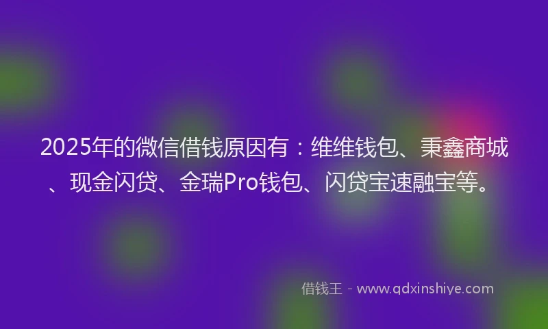 2025年的微信借钱原因有：维维钱包、秉鑫商城、现金闪贷、金瑞Pro钱包、闪贷宝速融宝等。
