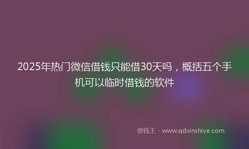 2025年热门微信借钱只能借30天吗，概括五个手机可以临时借钱的软件