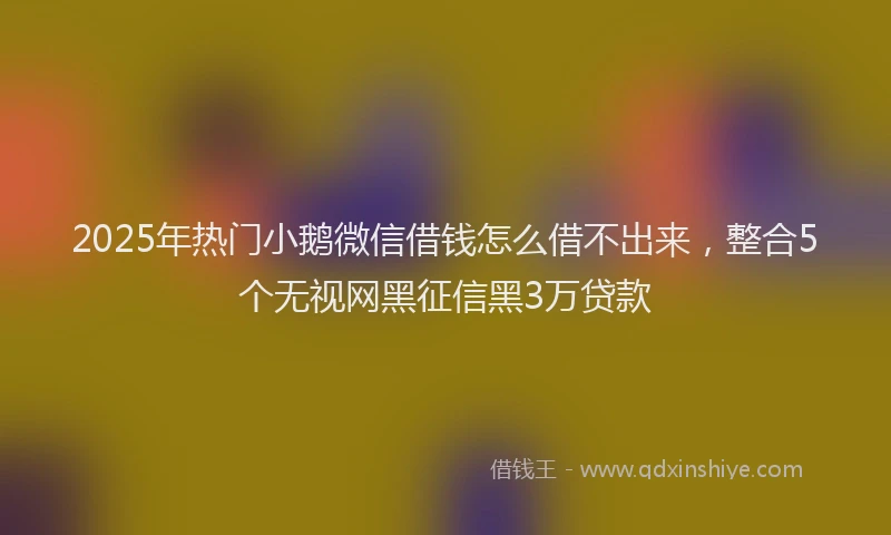 2025年热门小鹅微信借钱怎么借不出来，整合5个无视网黑征信黑3万贷款