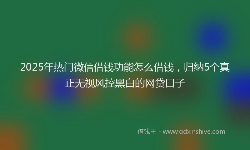 2025年热门微信借钱功能怎么借钱，归纳5个真正无视风控黑白的网贷口子