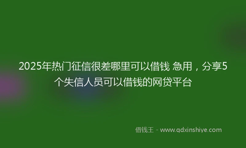 2025年热门征信很差哪里可以借钱 急用，分享5个失信人员可以借钱的网贷平台
