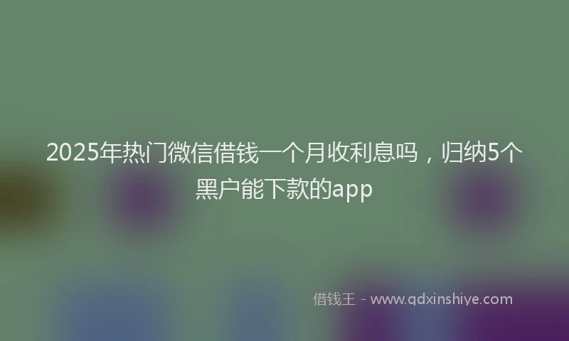 2025年热门微信借钱一个月收利息吗，归纳5个黑户能下款的app