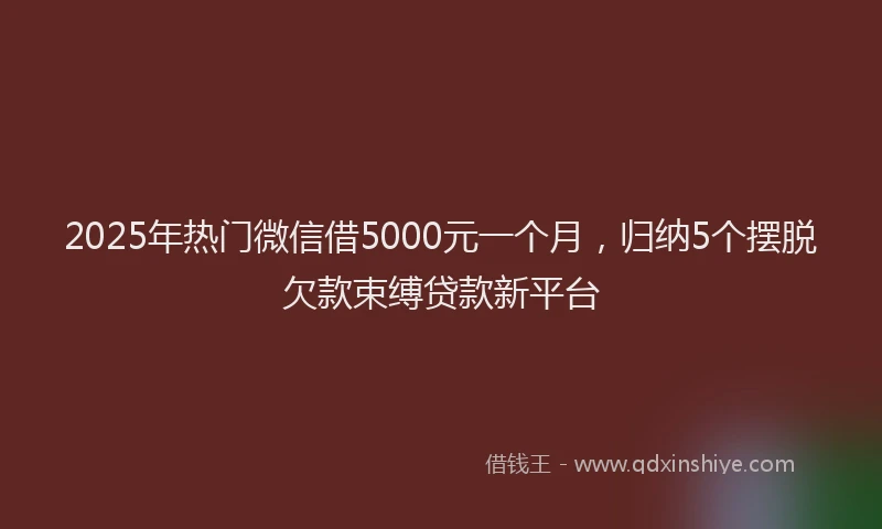 2025年热门微信借5000元一个月，归纳5个摆脱欠款束缚贷款新平台