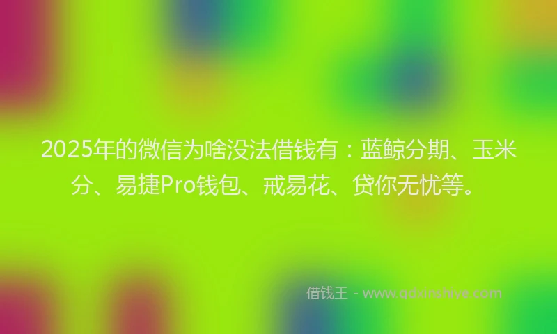 2025年的微信为啥没法借钱有：蓝鲸分期、玉米分、易捷Pro钱包、戒易花、贷你无忧等。