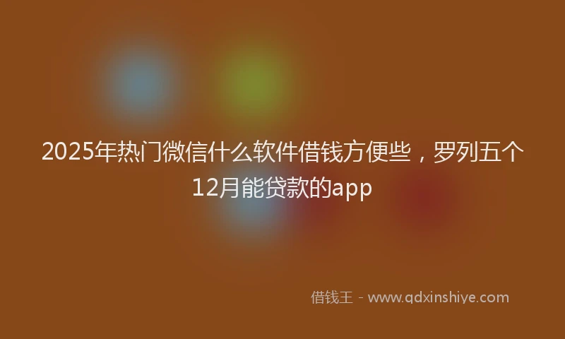 2025年热门微信什么软件借钱方便些，罗列五个12月能贷款的app