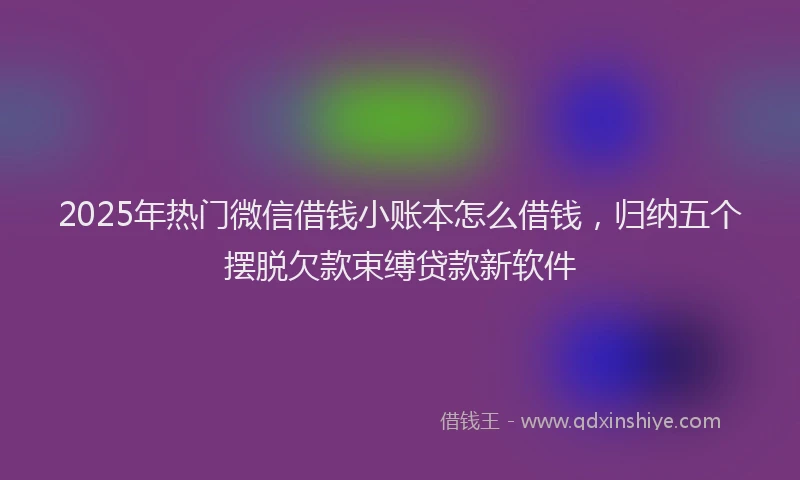 2025年热门微信借钱小账本怎么借钱，归纳五个摆脱欠款束缚贷款新软件