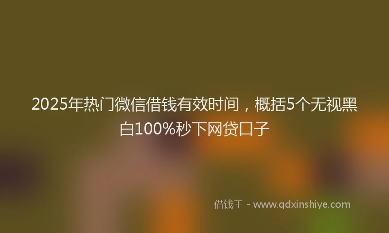 2025年热门微信借钱有效时间，概括5个无视黑白100%秒下网贷口子
