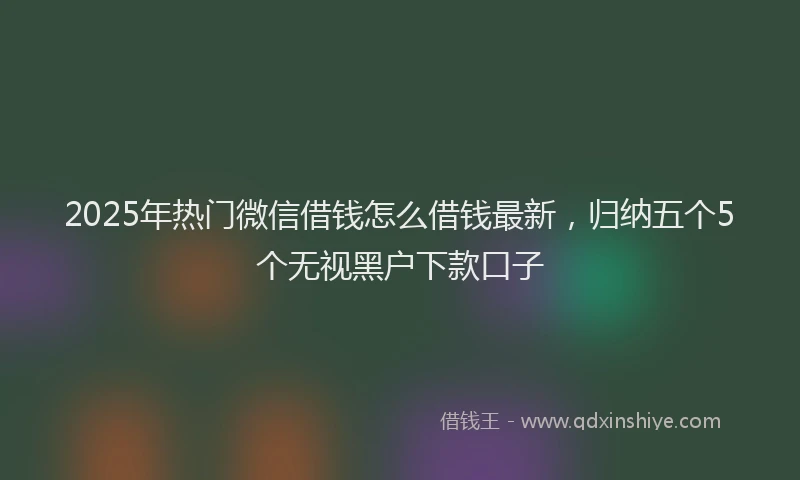2025年热门微信借钱怎么借钱最新，归纳五个5个无视黑户下款口子