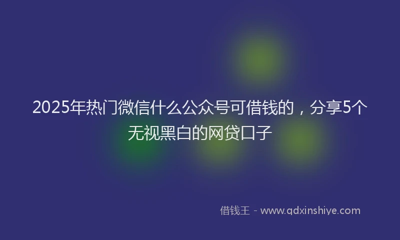 2025年热门微信什么公众号可借钱的，分享5个无视黑白的网贷口子