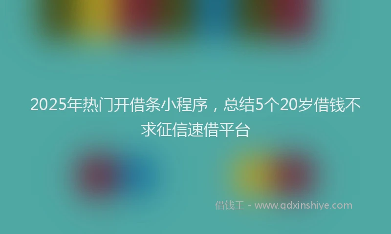 2025年热门开借条小程序，总结5个20岁借钱不求征信速借平台