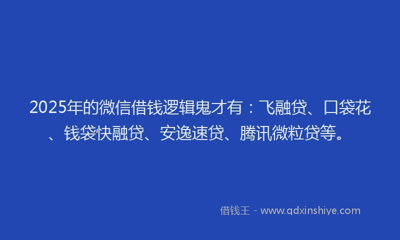 2025年的微信借钱逻辑鬼才有：飞融贷、口袋花、钱袋快融贷、安逸速贷、腾讯微粒贷等。
