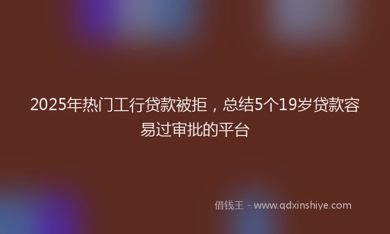 2025年热门工行贷款被拒，总结5个19岁贷款容易过审批的平台