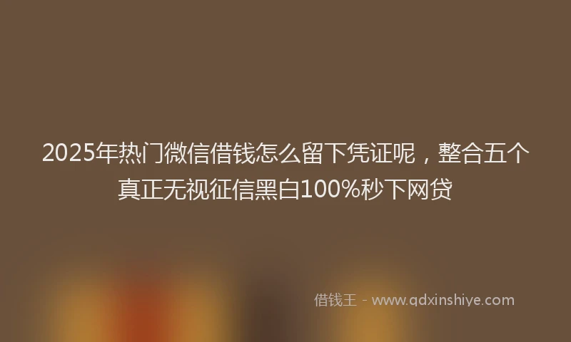 2025年热门微信借钱怎么留下凭证呢，整合五个真正无视征信黑白100%秒下网贷