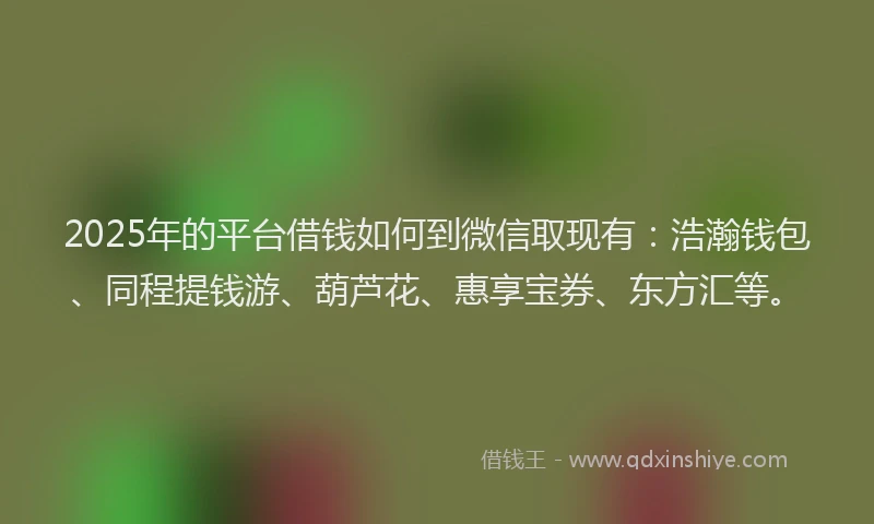 2025年的平台借钱如何到微信取现有：浩瀚钱包、同程提钱游、葫芦花、惠享宝券、东方汇等。