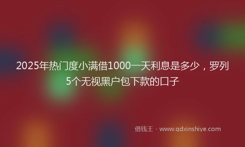 2025年热门度小满借1000一天利息是多少，罗列5个无视黑户包下款的口子