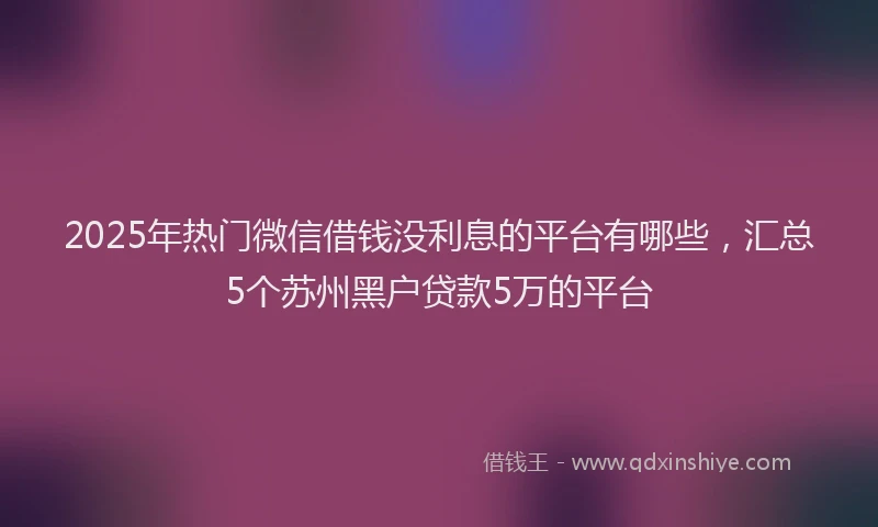 2025年热门微信借钱没利息的平台有哪些，汇总5个苏州黑户贷款5万的平台