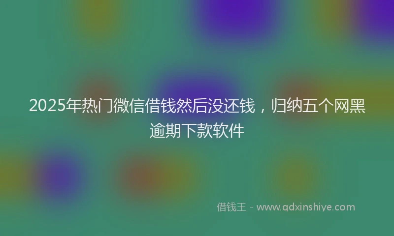 2025年热门微信借钱然后没还钱，归纳五个网黑逾期下款软件