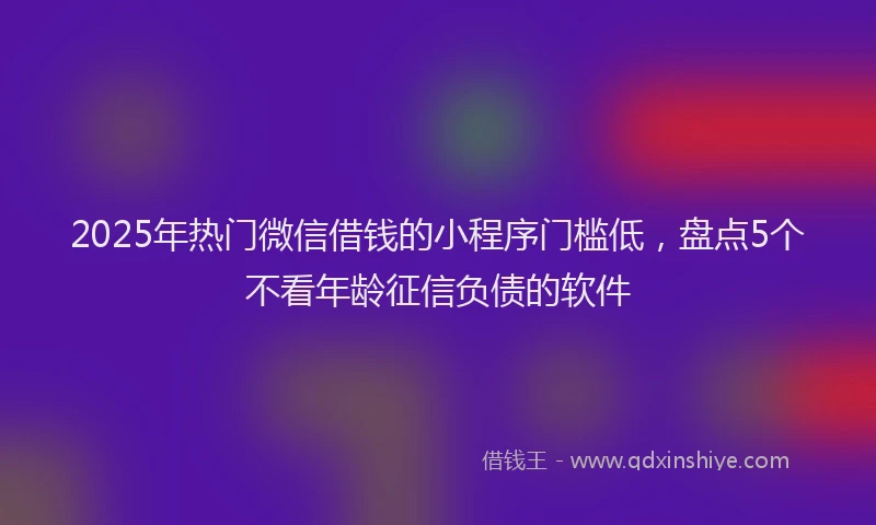 2025年热门微信借钱的小程序门槛低,盘点5个不看年龄征信负债的软件