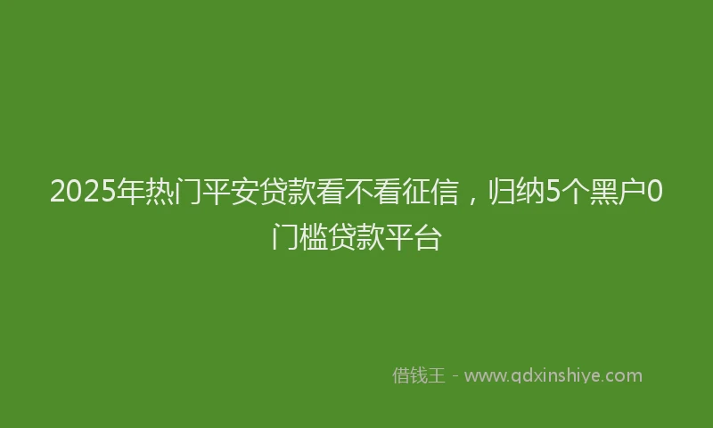 2025年热门平安贷款看不看征信，归纳5个黑户0门槛贷款平台
