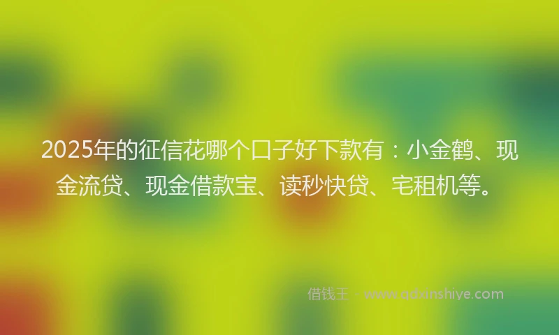 2025年的征信花哪个口子好下款有：小金鹤、现金流贷、现金借款宝、读秒快贷、宅租机等。