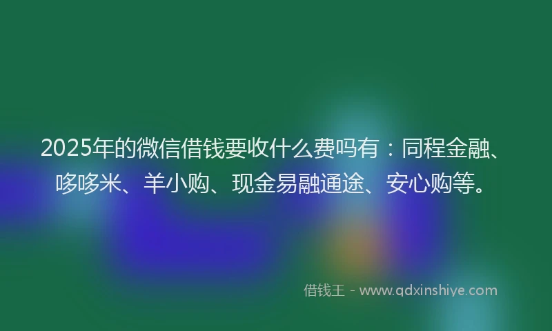 2025年的微信借钱要收什么费吗有：同程金融、哆哆米、羊小购、现金易融通途、安心购等。