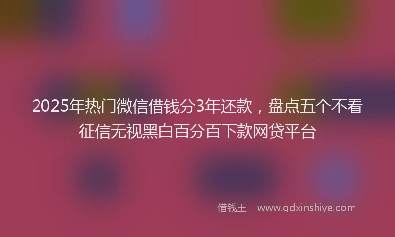 2025年热门微信借钱分3年还款，盘点五个不看征信无视黑白百分百下款网贷平台