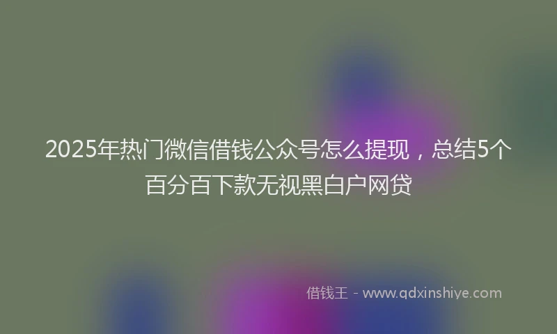 2025年热门微信借钱公众号怎么提现，总结5个百分百下款无视黑白户网贷