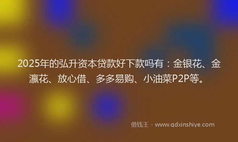 2025年的弘升资本贷款好下款吗有：金银花、金瀛花、放心借、多多易购、小油菜P2P等。