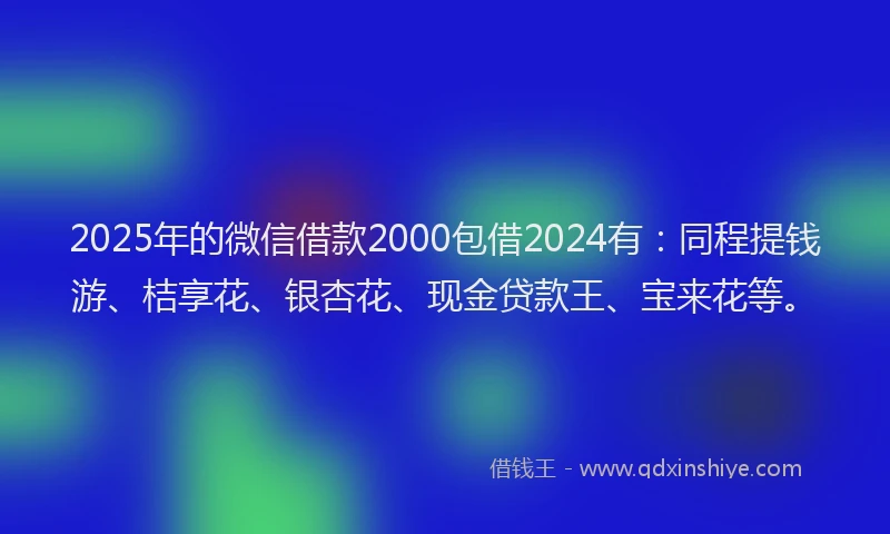 2025年的微信借款2000包借2024有：同程提钱游、桔享花、银杏花、现金贷款王、宝来花等。