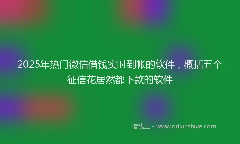 2025年热门微信借钱实时到帐的软件，概括五个征信花居然都下款的软件