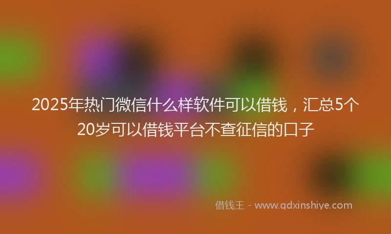 2025年热门微信什么样软件可以借钱，汇总5个20岁可以借钱平台不查征信的口子