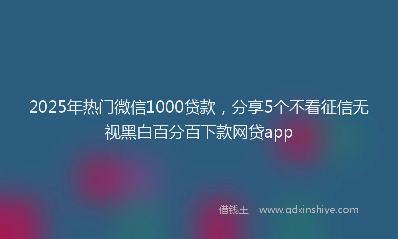 2025年热门微信1000贷款，分享5个不看征信无视黑白百分百下款网贷app